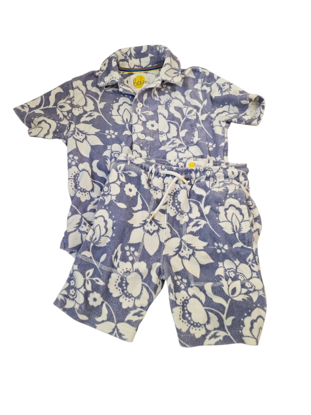 Boden Blue & White Floral Kids Towelling Set
